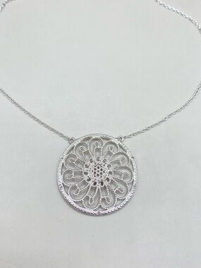 Sterling Silver Filigree Mandala Pendant Necklace